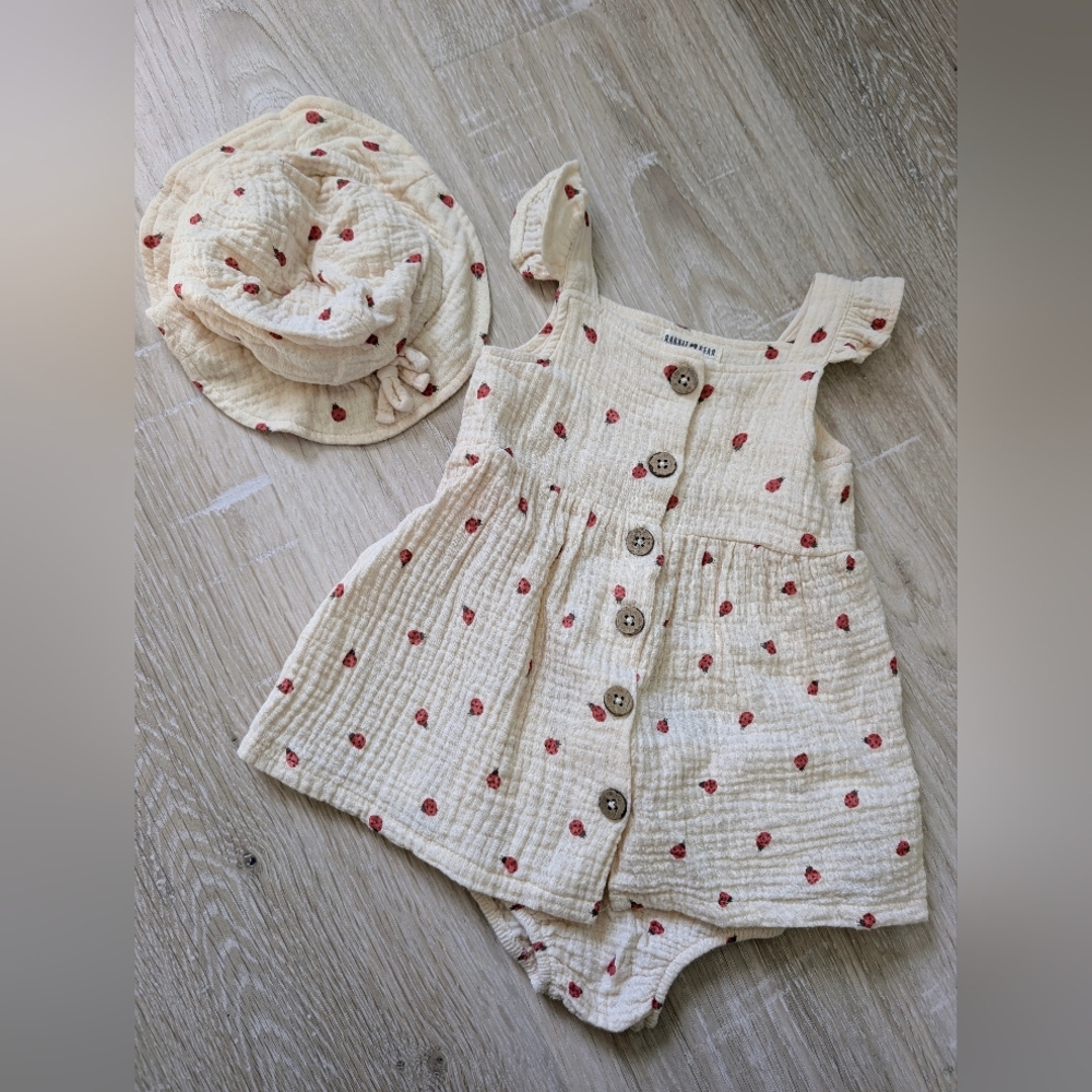 Rabbit And Bear Baby Girl Organic Cotton Set